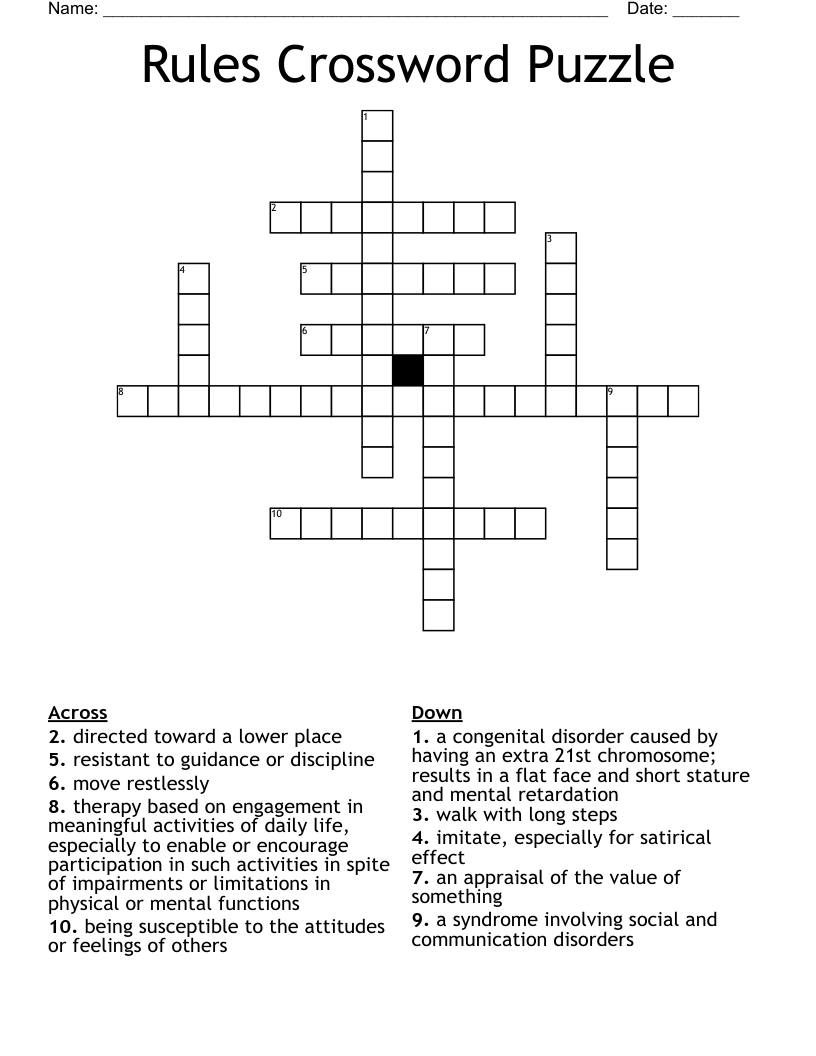 Rules Crossword Puzzle