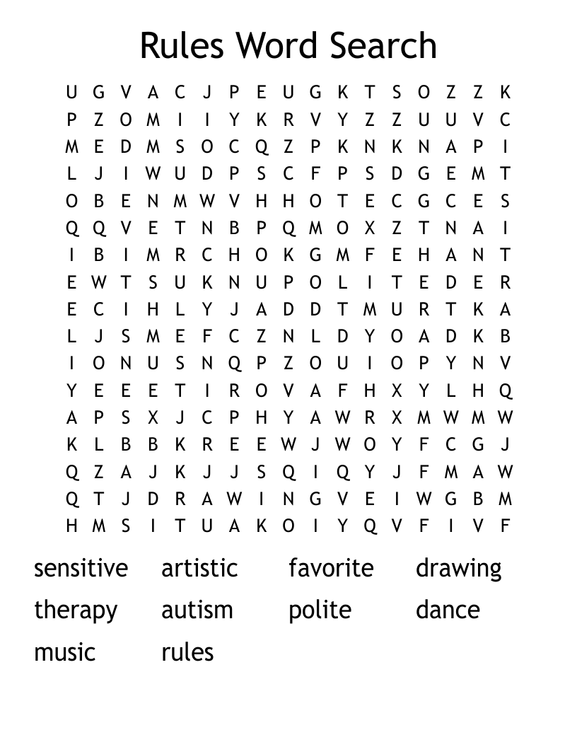 Rules Word Search