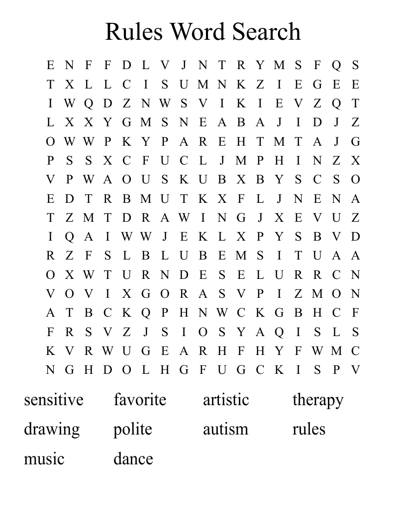 Rules Word Search 