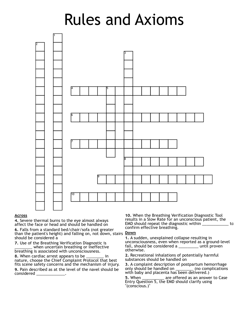 Rules and Axioms Crossword