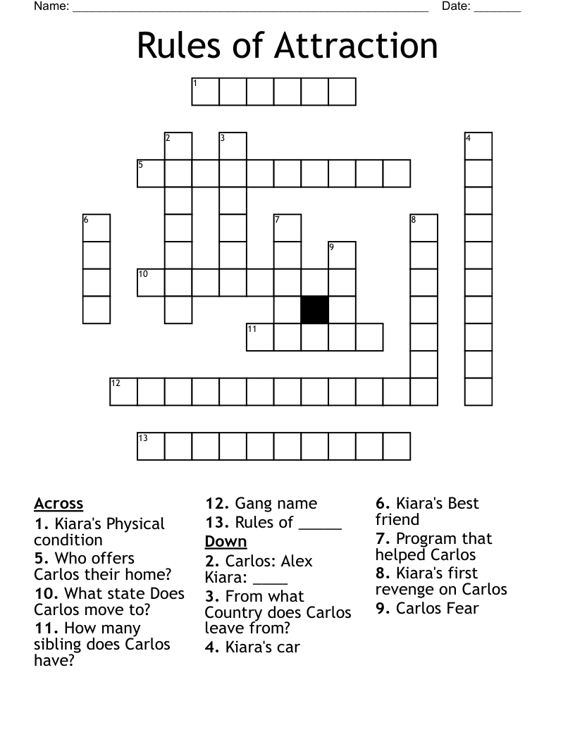 Rules of Attraction Crossword