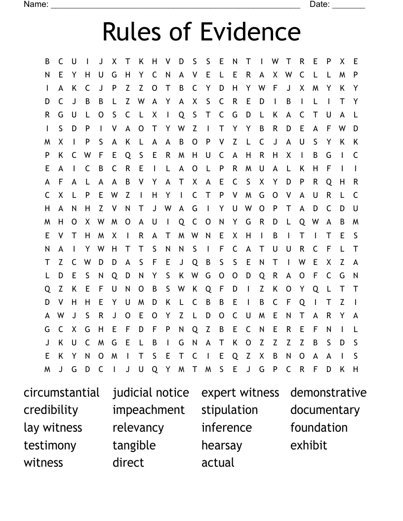 Rules of Evidence Word Search