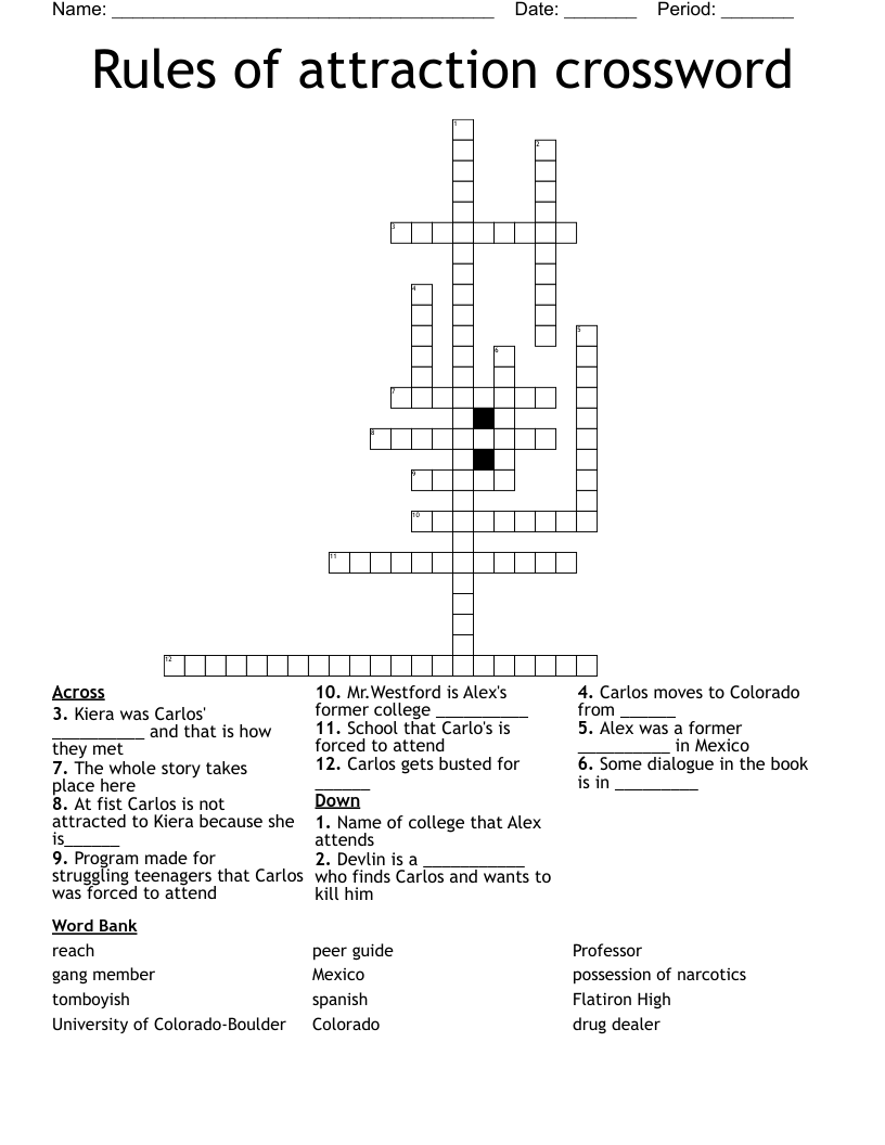 Rules of attraction crossword