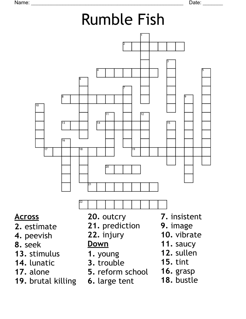Rumble Fish Crossword