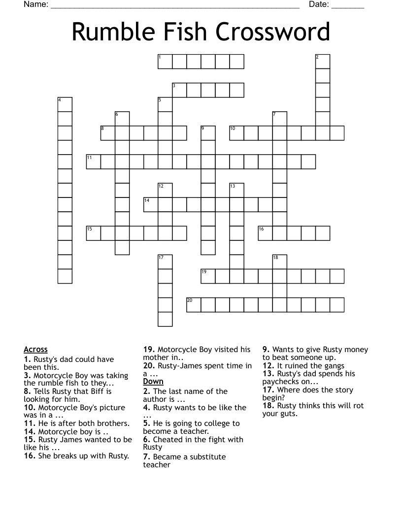 Rumble Fish Crossword 
