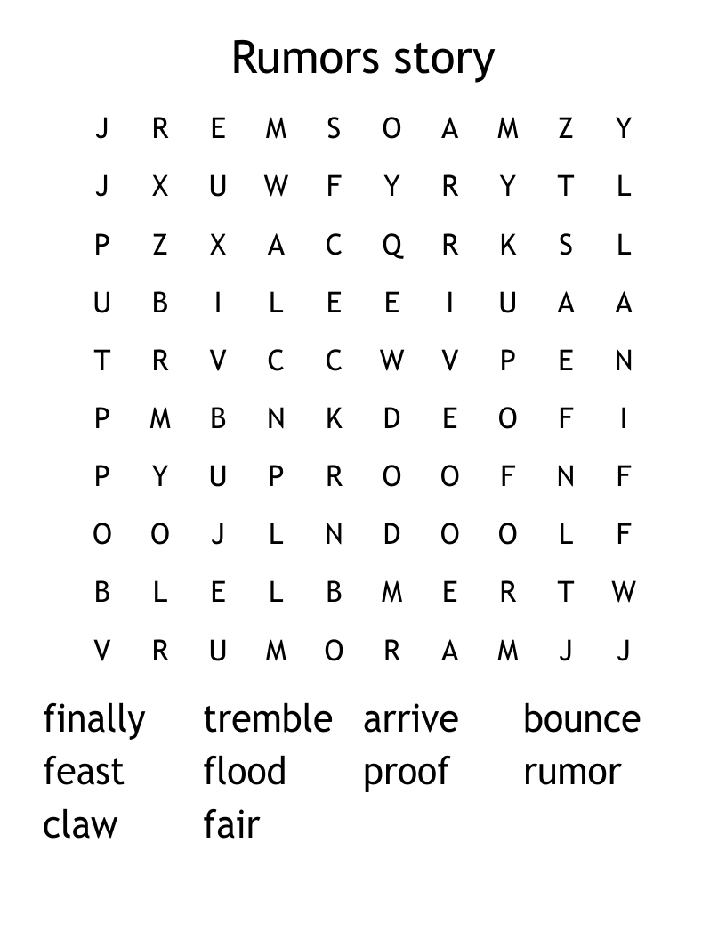 Rumors story Word Search