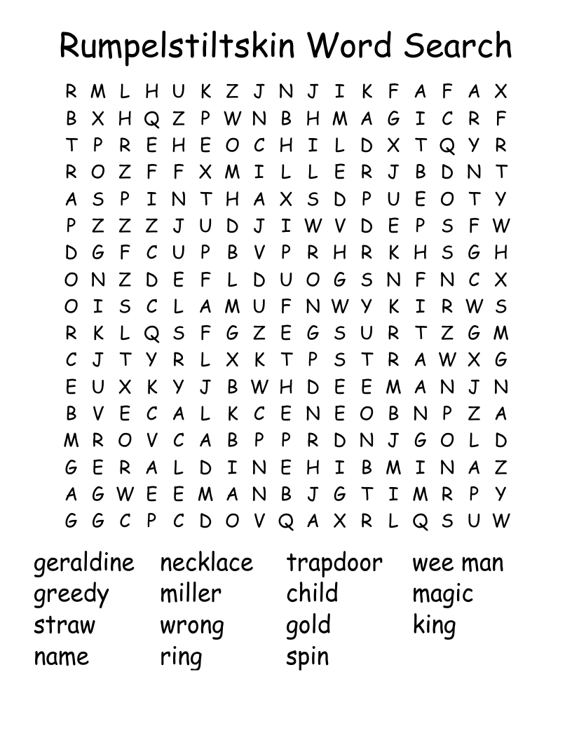 Rumpelstiltskin Word Search