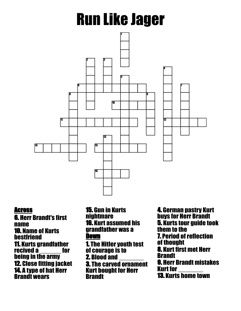 Run Like Jager Crossword