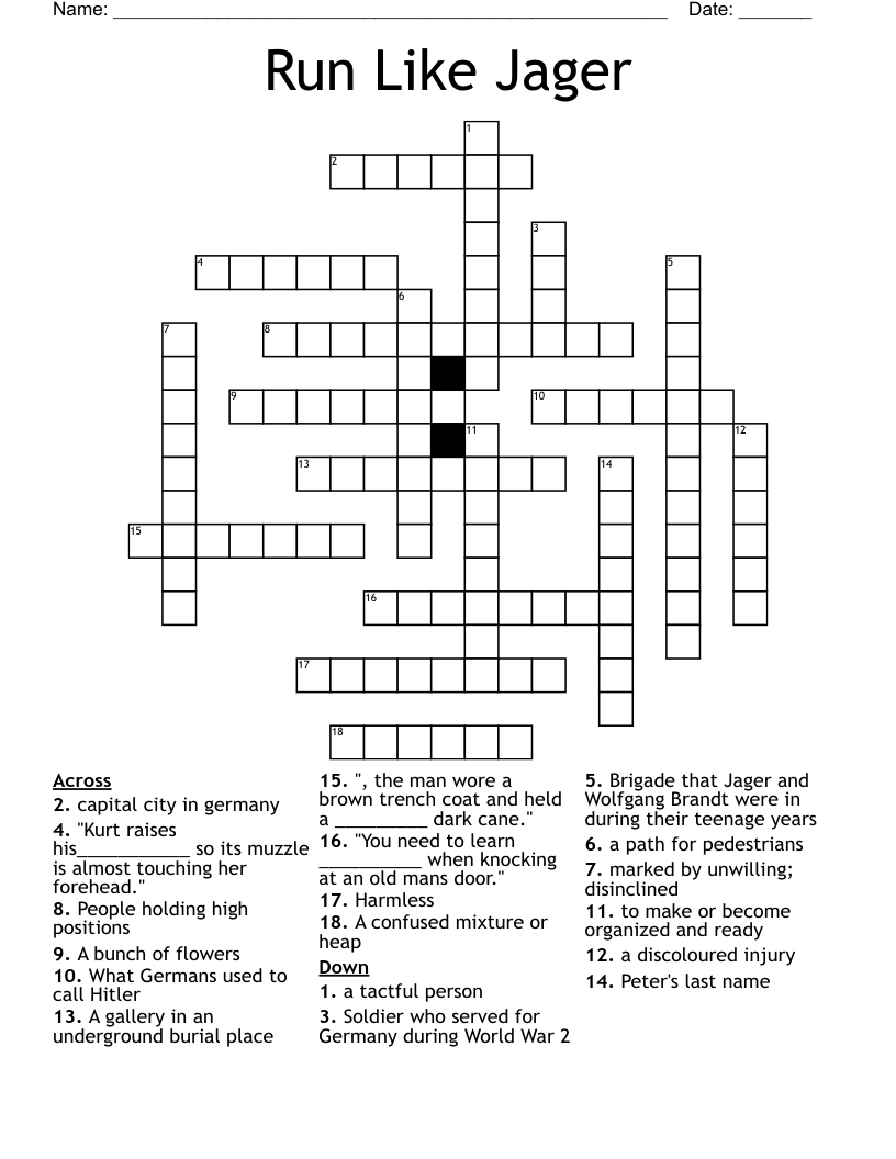 Run Like Jager Crossword