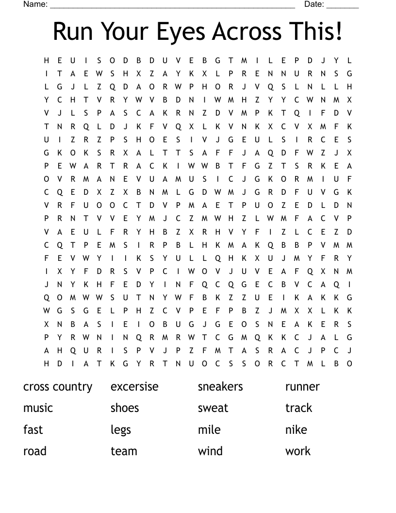 Run Your Eyes Across This! Word Search
