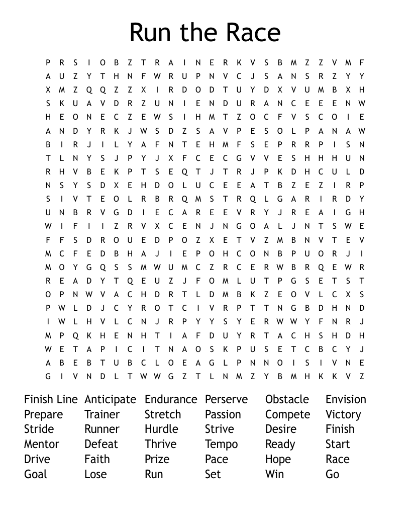 Run the Race Word Search