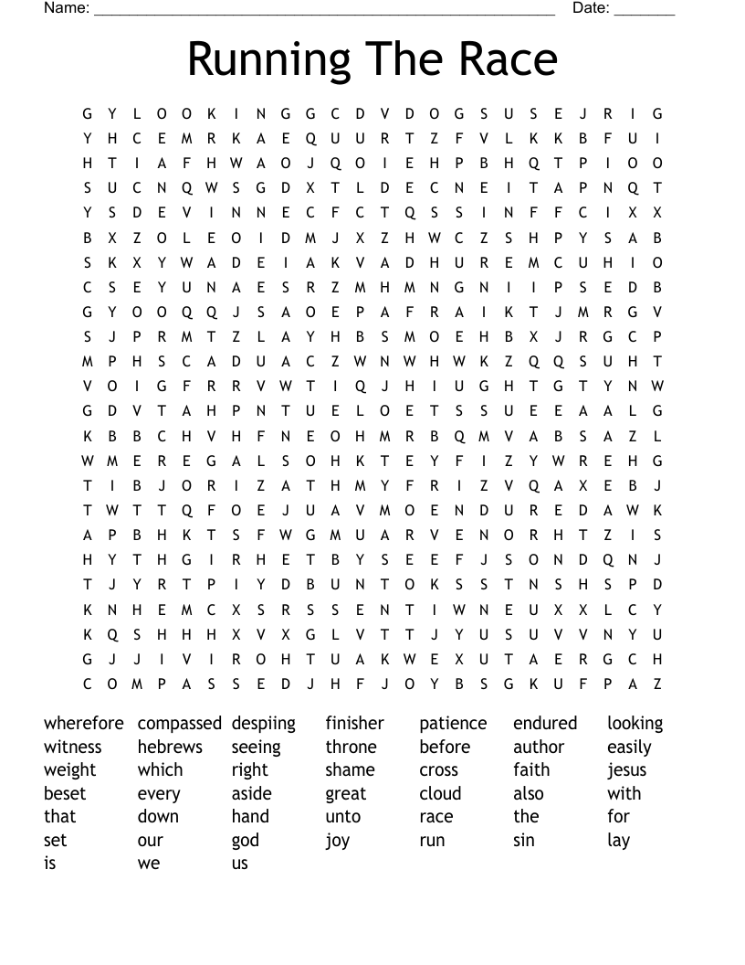 Running The Race Word Search