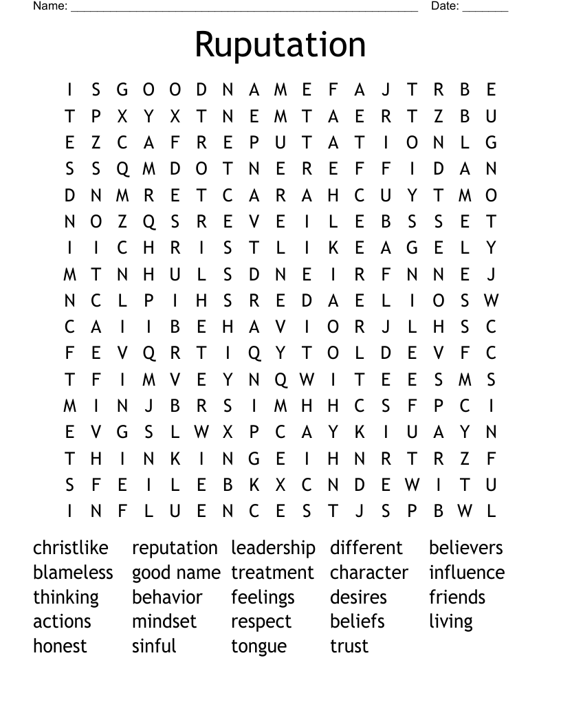 Ruputation Word Search