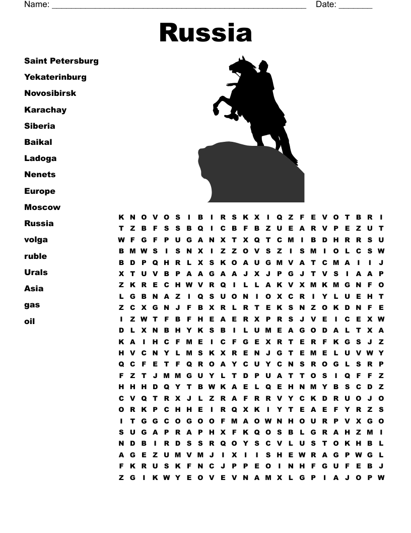 Russia Word Search