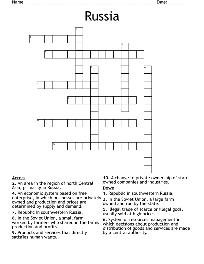 Russia Crossword