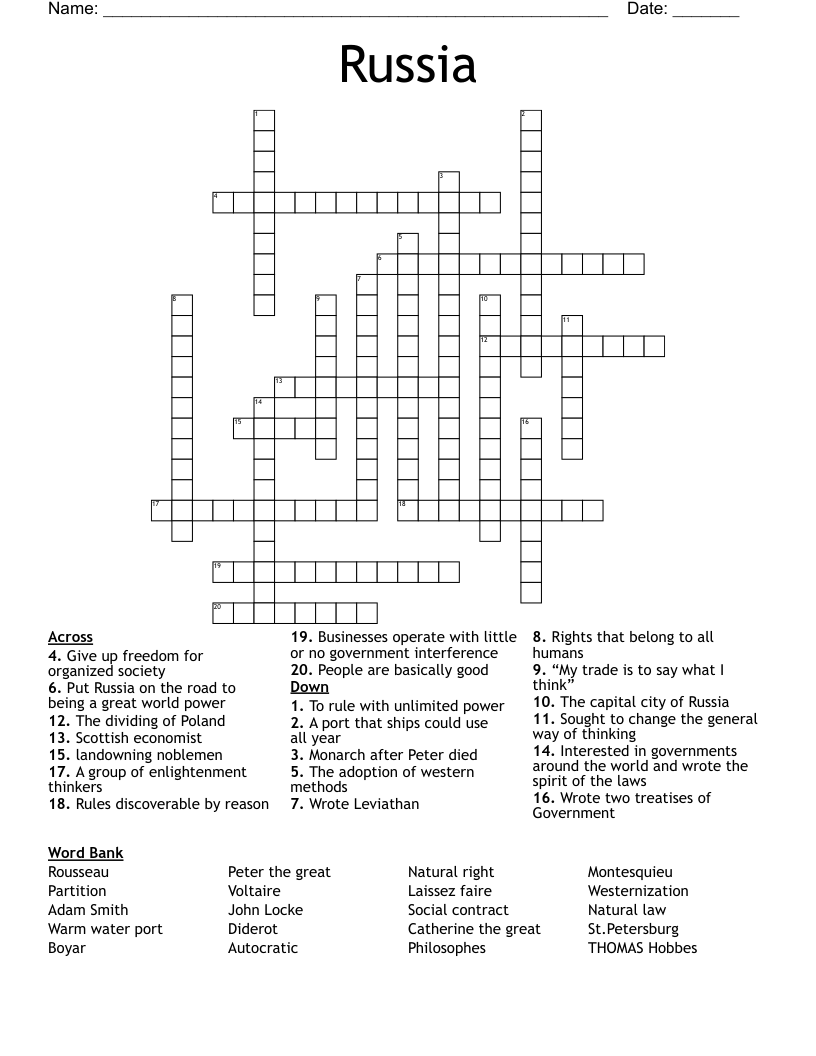 Russia Crossword