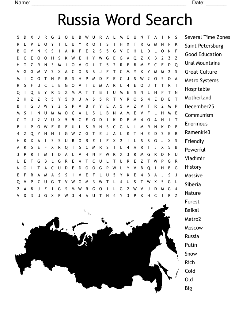 Russia Word Search
