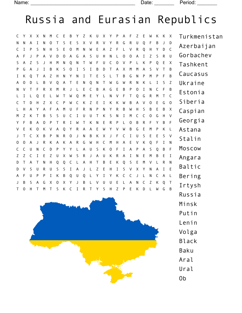 Russia and Eurasian Republics Word Search