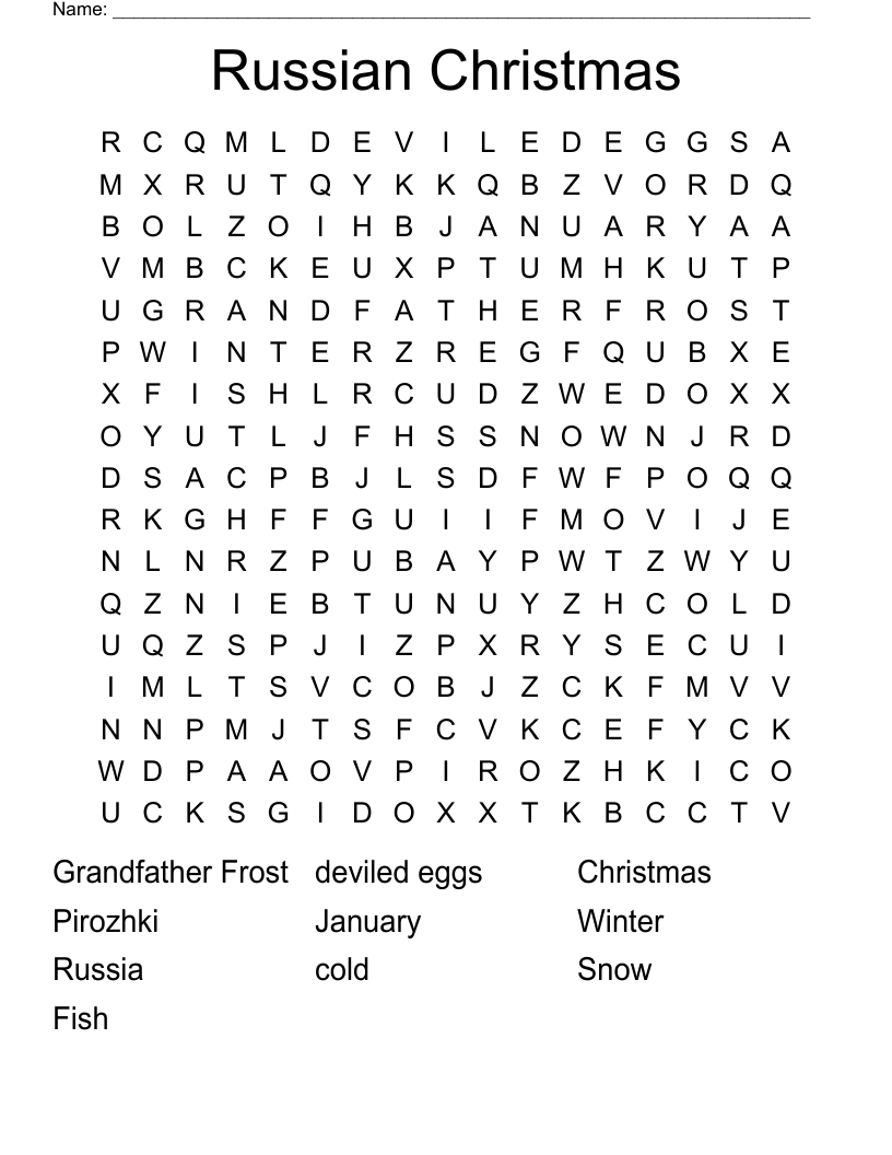 Russian Christmas Word Search