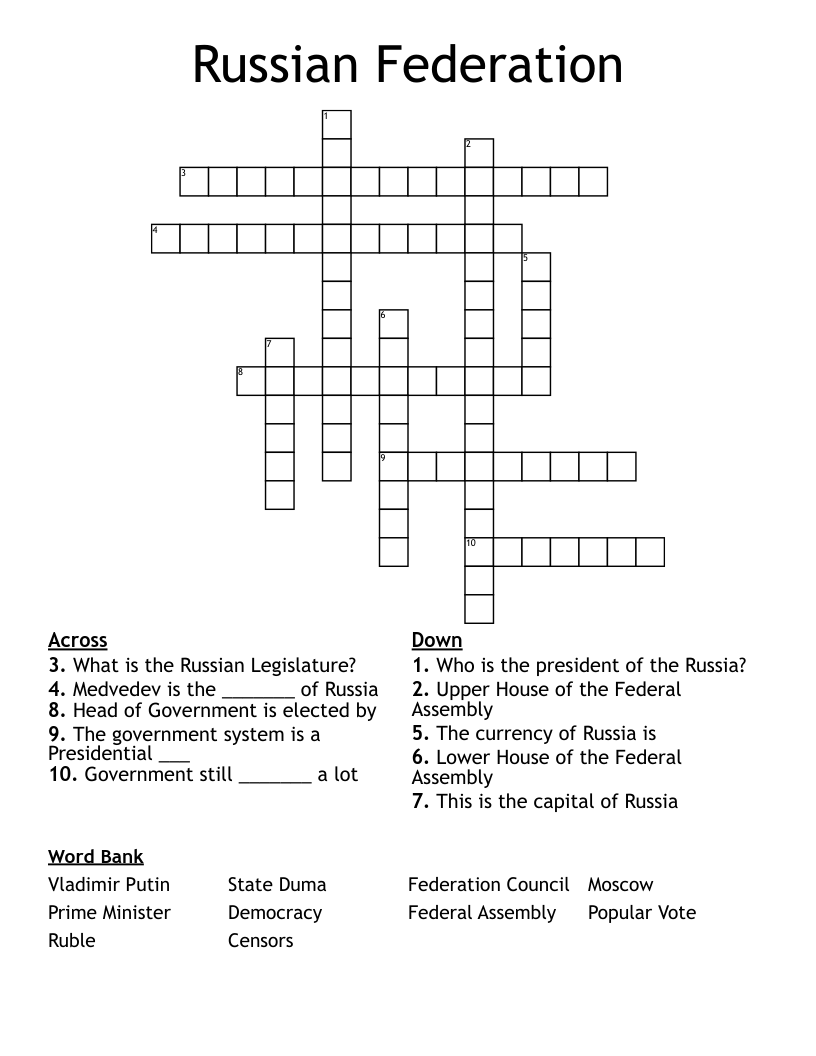 Russian Federation Crossword