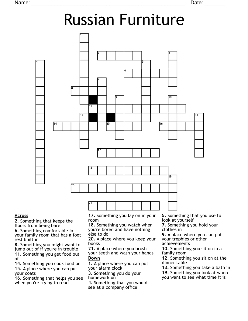 Russian Furniture  Crossword