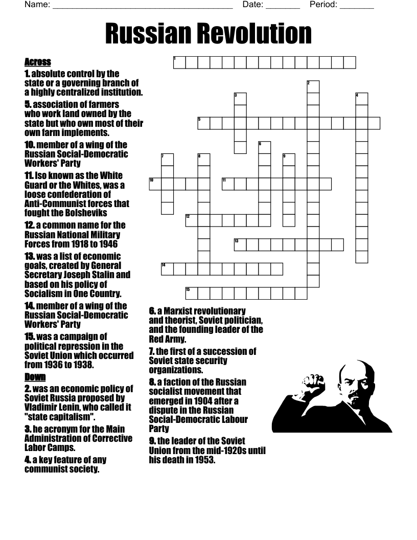 Russian Revolution Crossword