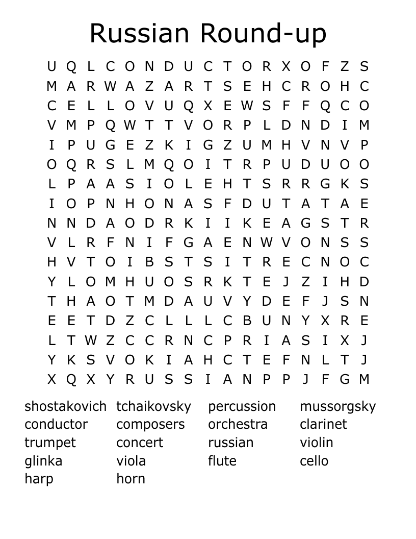 Russian Round-up  Word Search