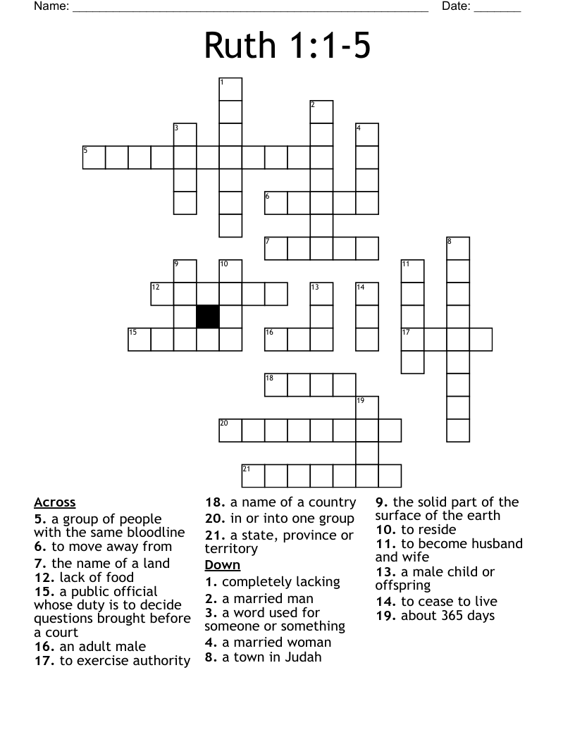 Ruth 1:1-5 Crossword