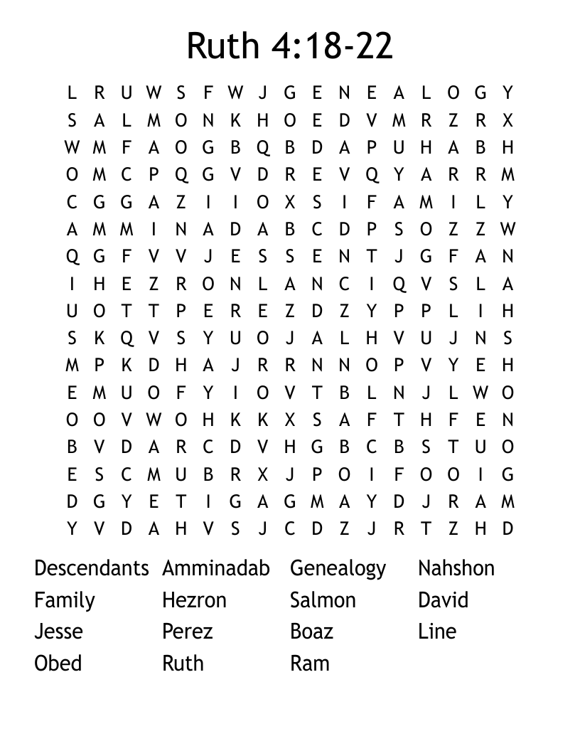Ruth 4:18-22 Word Search