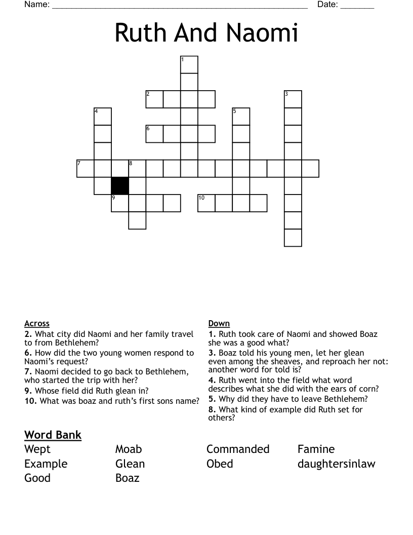 Ruth And Naomi Crossword