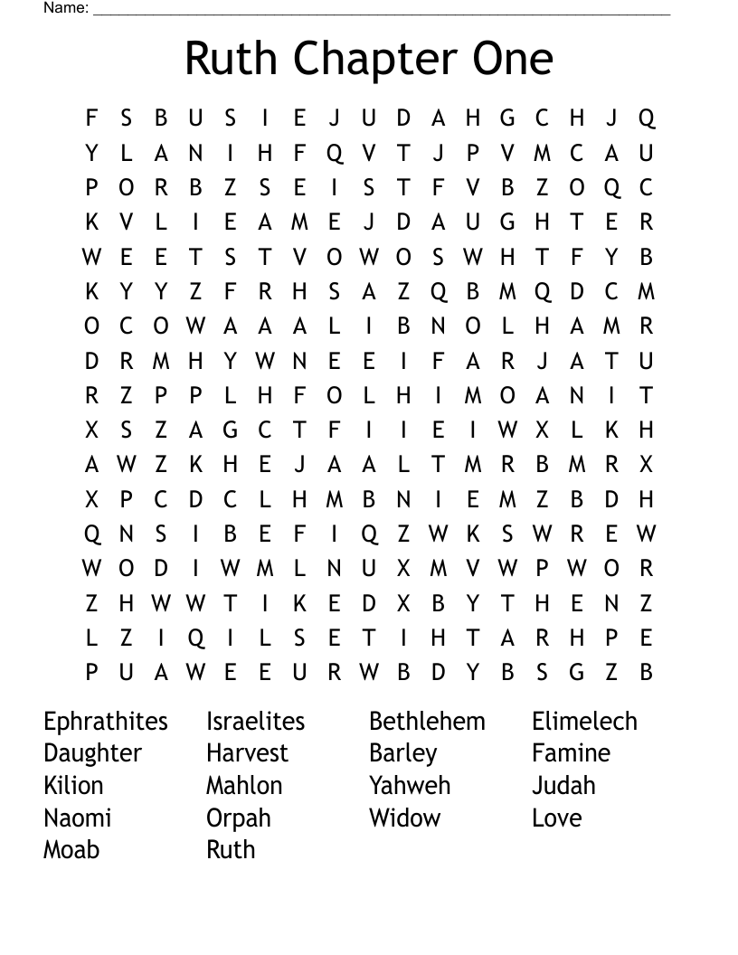 Ruth Chapter One Word Search