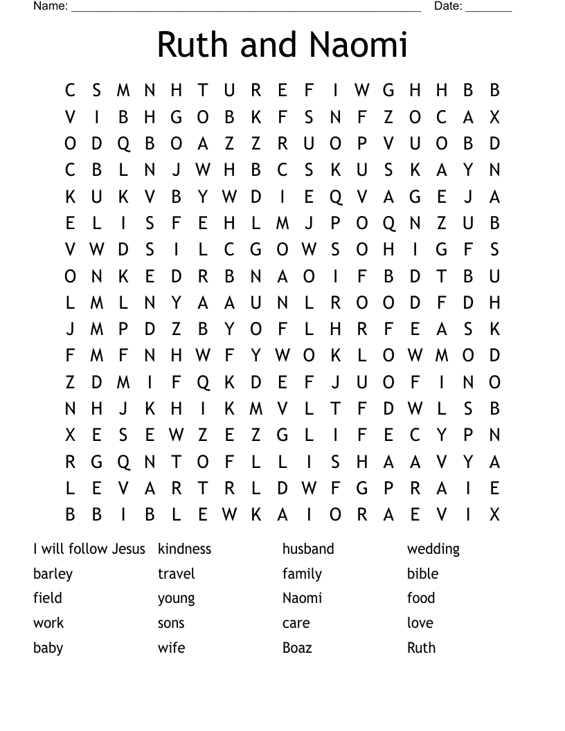 Ruth and Naomi Word Search
