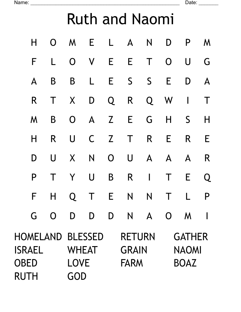 Ruth and Naomi Word Search