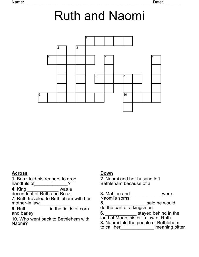 Ruth and Naomi Crossword