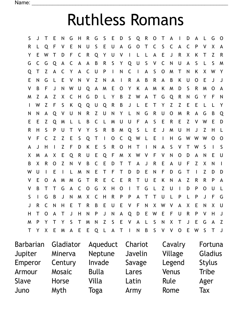 Ruthless Romans Word Search