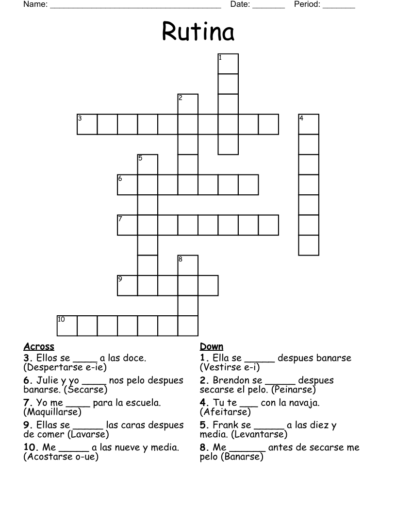 Rutina Crossword
