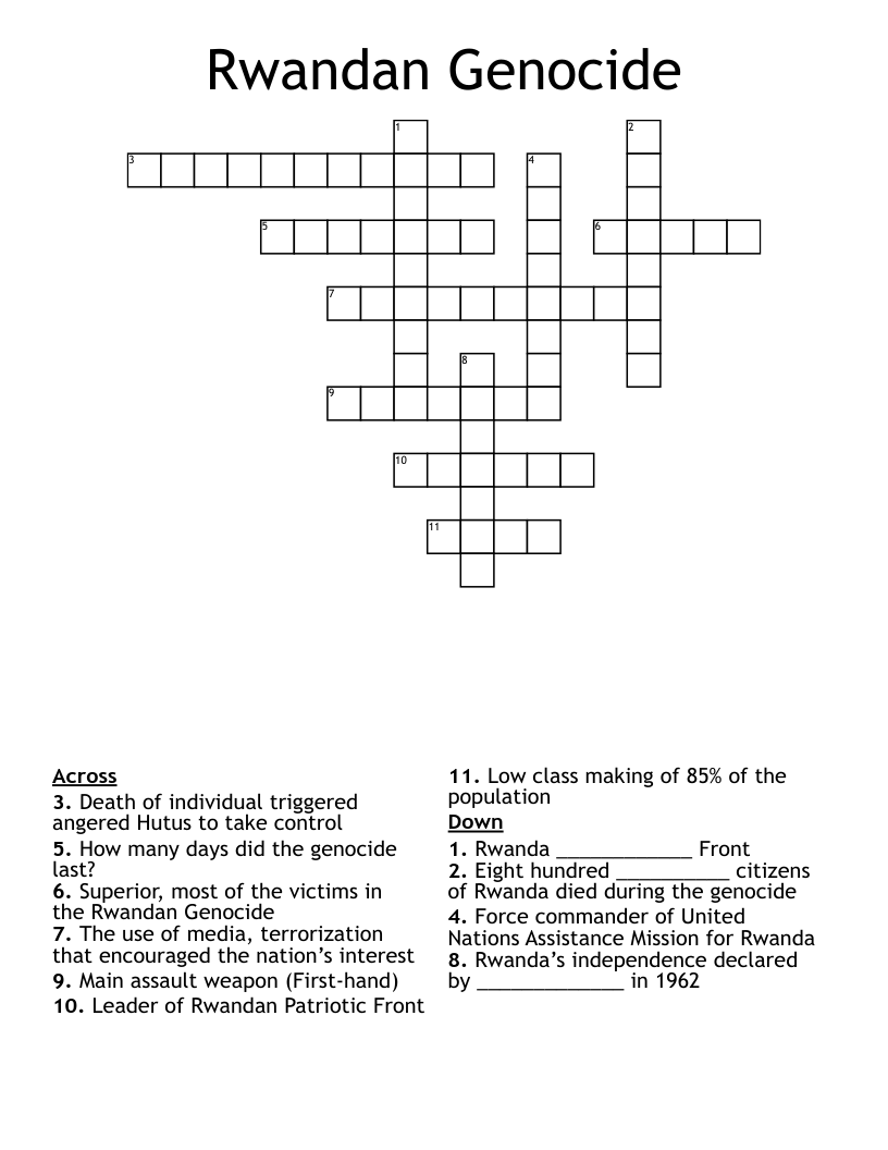 Rwandan Genocide Crossword