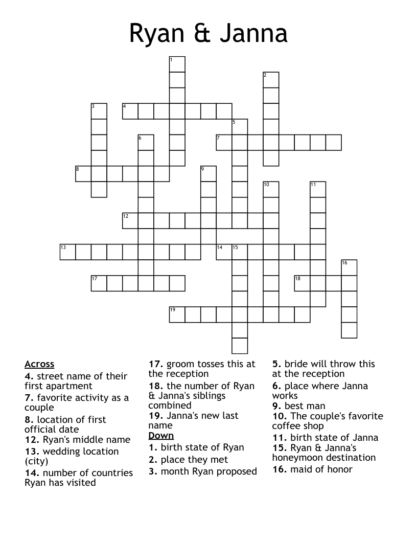 Ryan & Janna Crossword