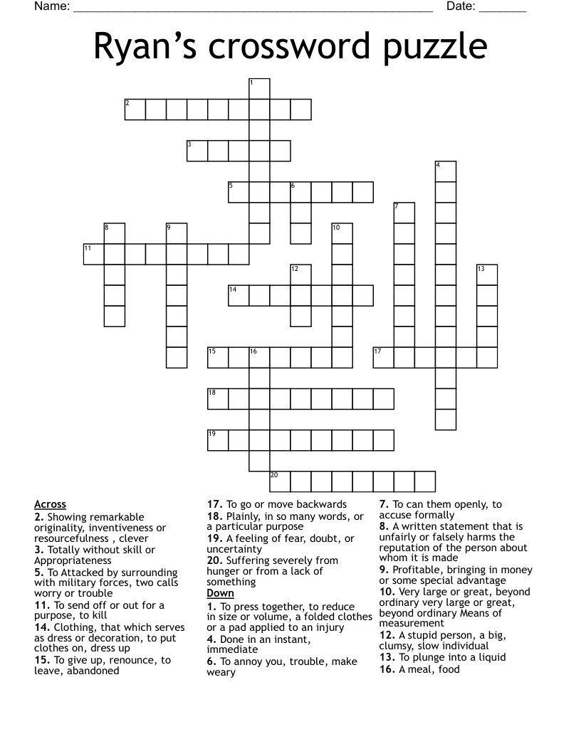Ryan’s crossword puzzle 