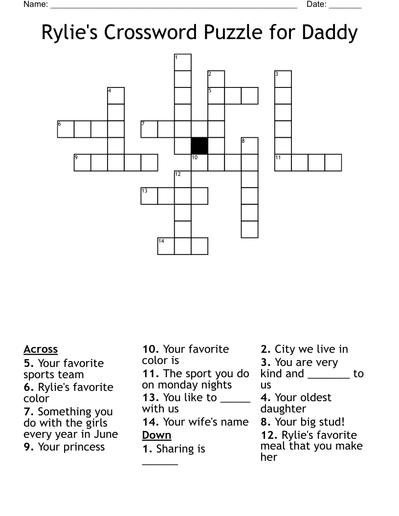Rylie's Crossword Puzzle for Daddy