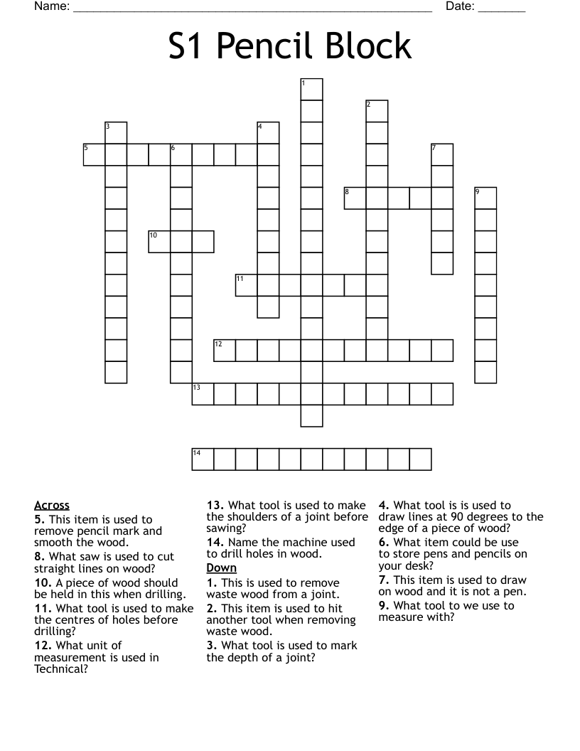 S1 Pencil Block Crossword