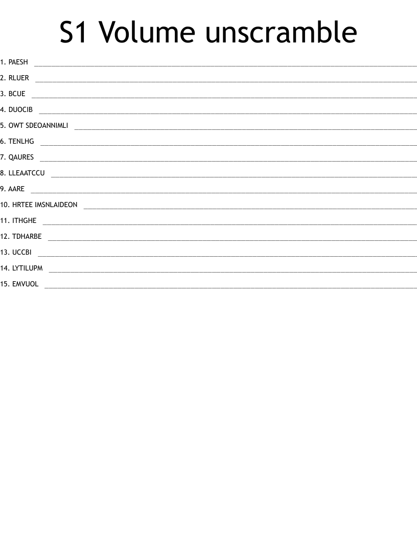 S1 Volume unscramble