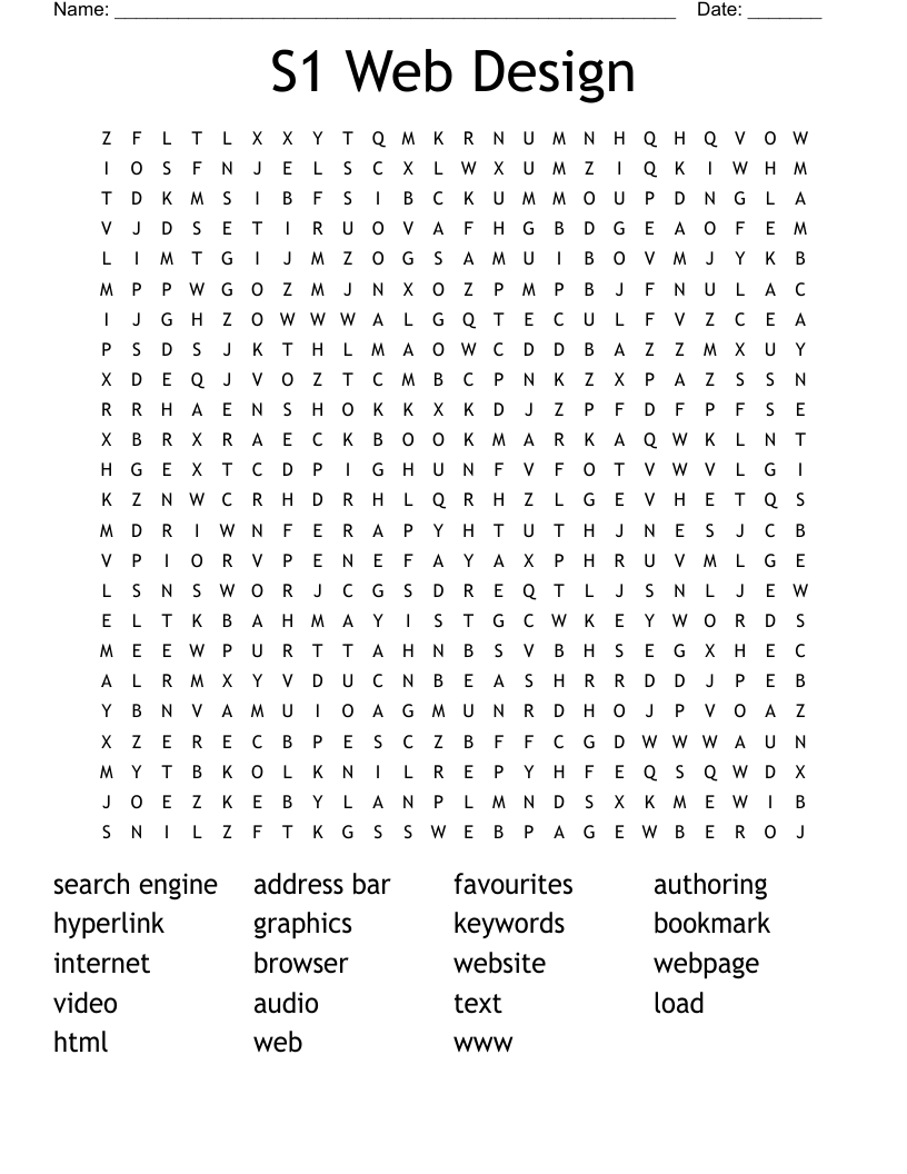 S1 Web Design  Word Search