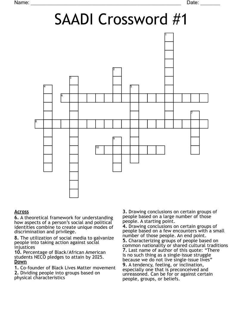 SAADI Crossword #1