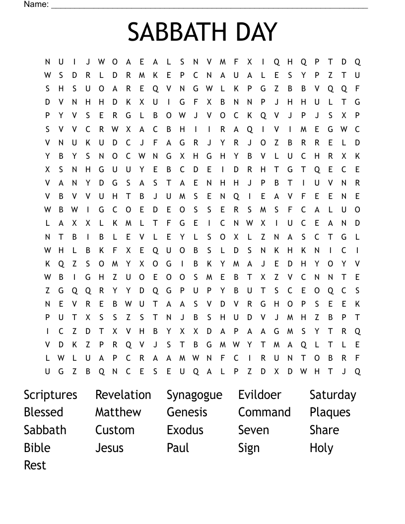 SABBATH DAY Word Search
