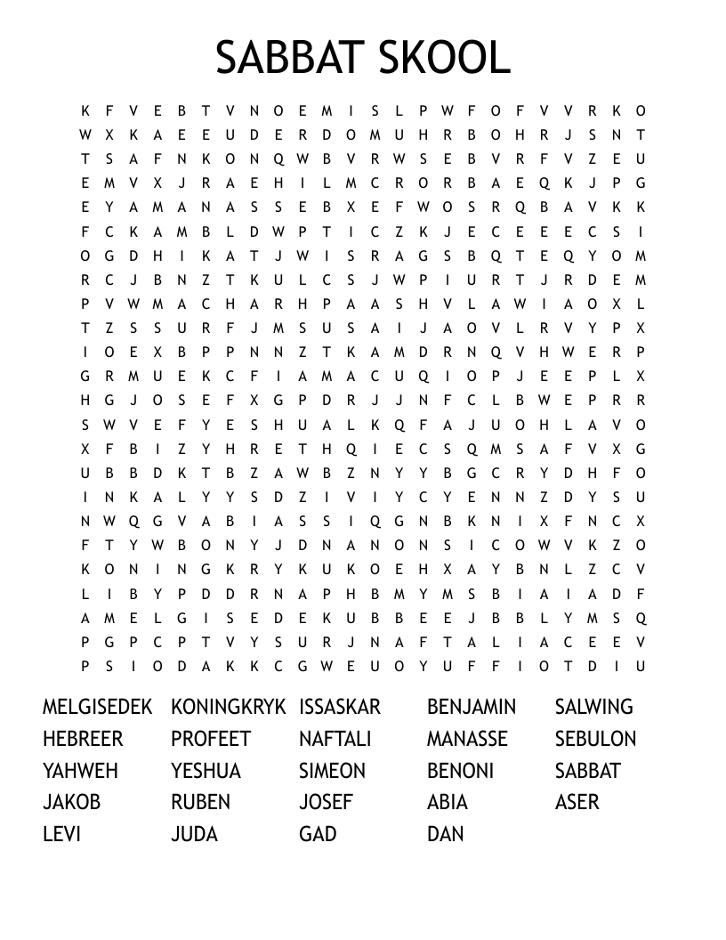 SABBAT SKOOL Word Search