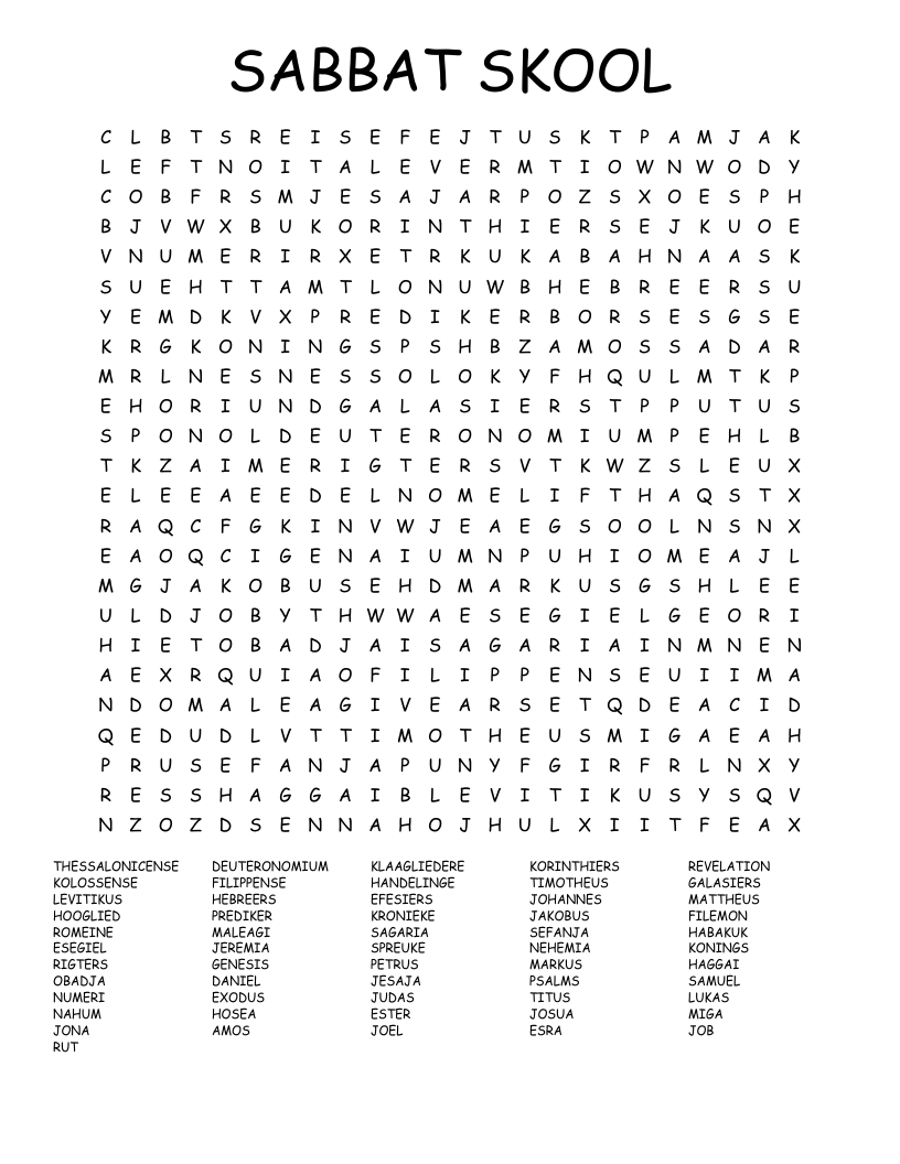 SABBAT SKOOL Word Search