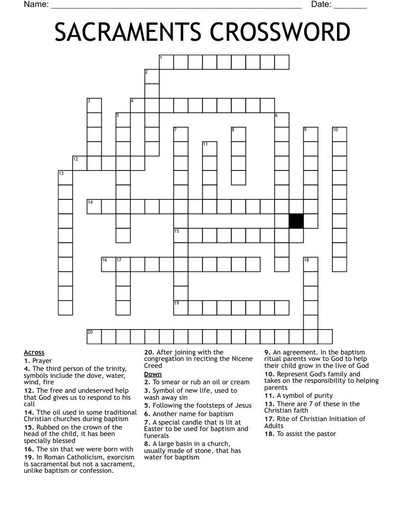 SACRAMENTS CROSSWORD