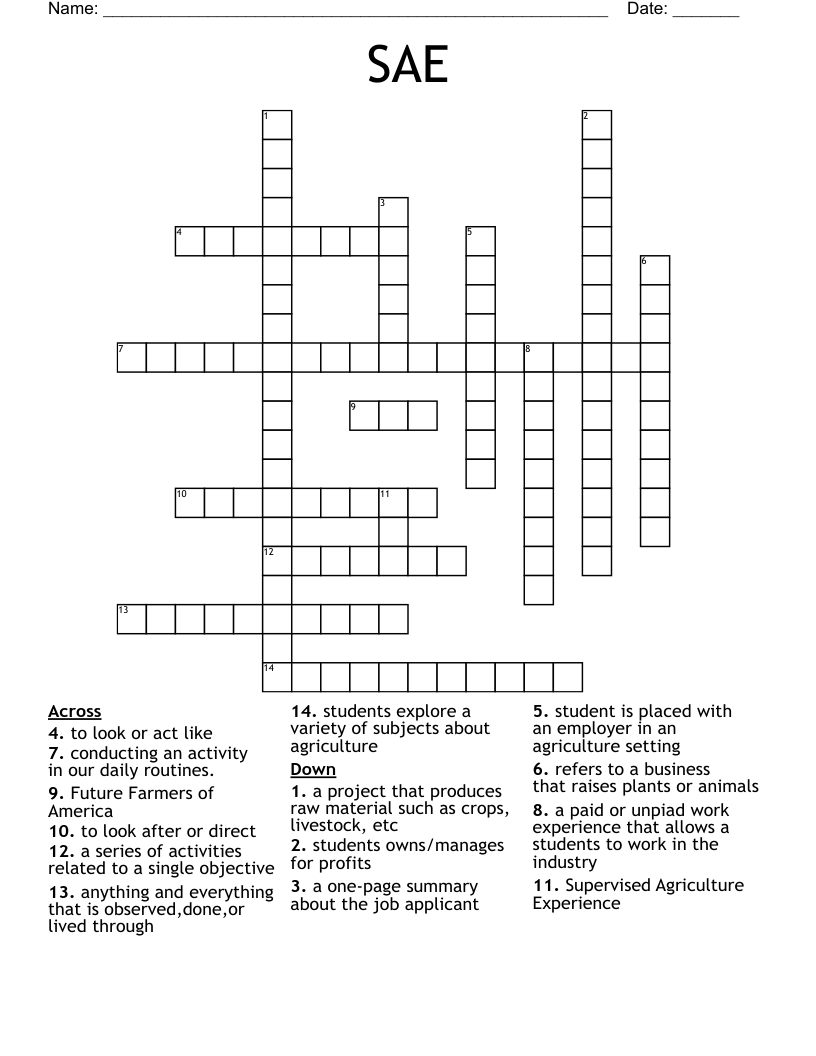 SAE Crossword