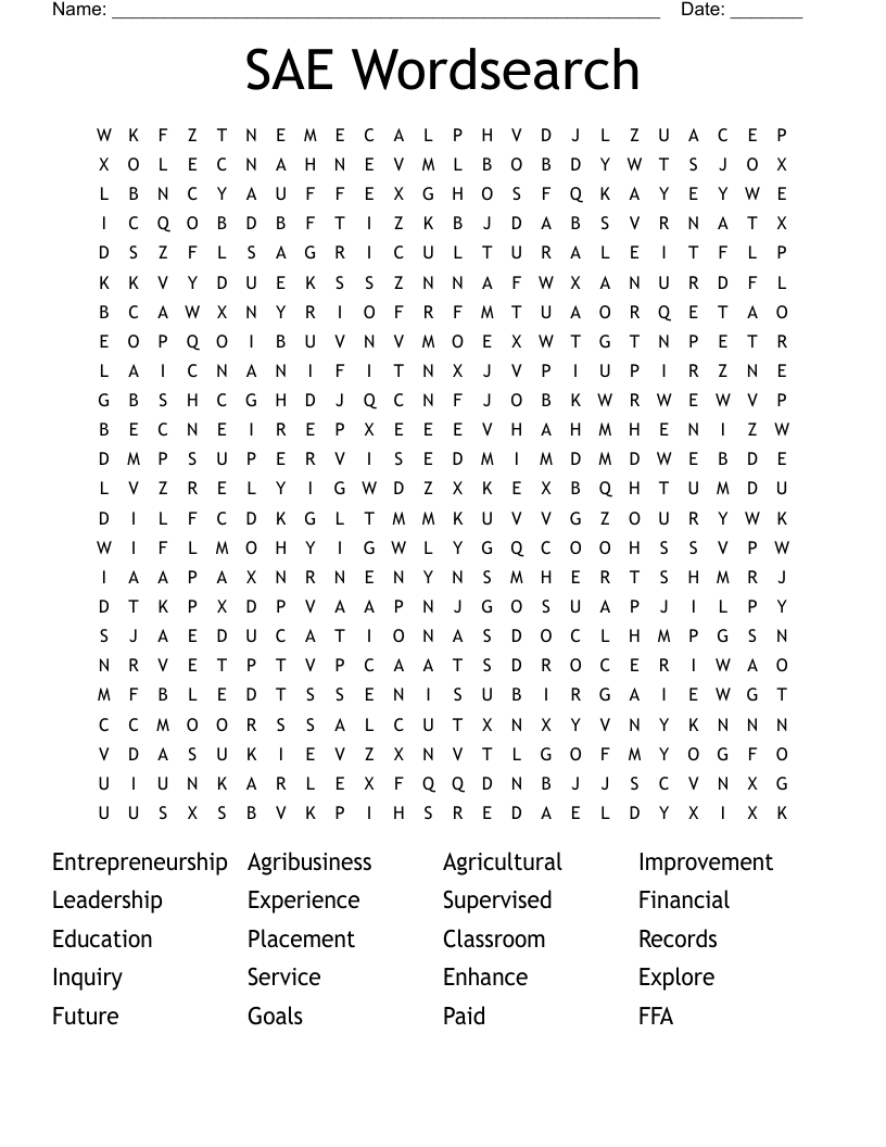 SAE Wordsearch